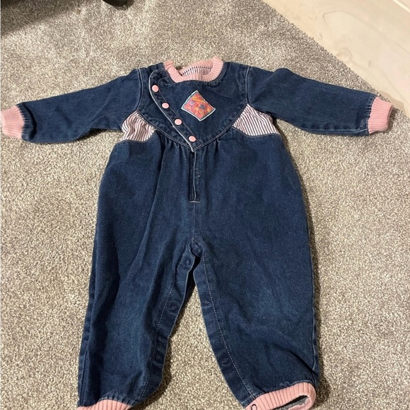 Vintage Bon Jour kids denim romper size 24 months - Picture 1 of 8